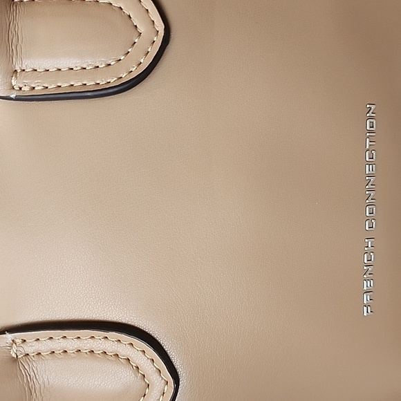 French Connection Taylor Smooth Kiss Lock Closure Doctor's Bag Cafe Au Latte - Picture 7 of 7